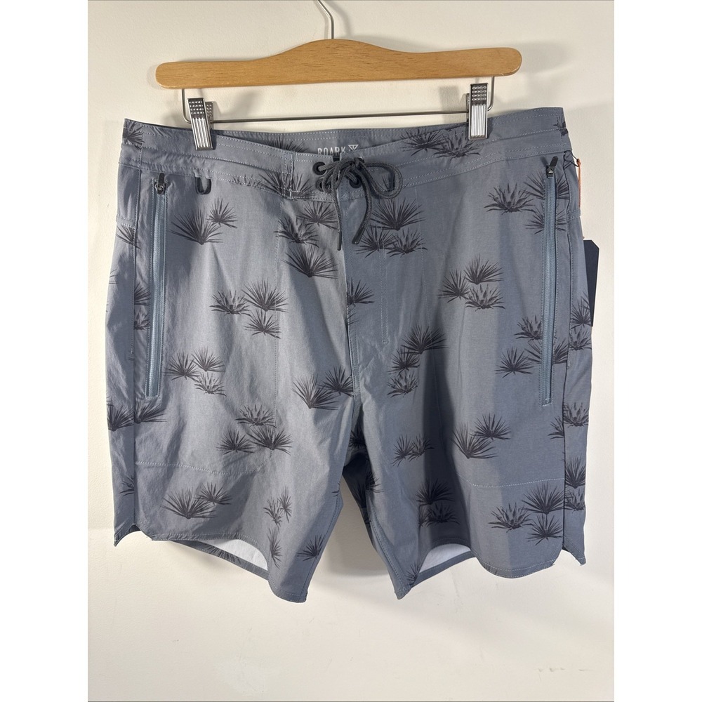 Roark Layover Trail Shorts 3.0 Men 34 Gray Black Print Hybrid Stretch Outdoors